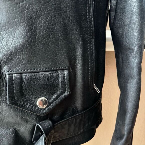 Vintage Body Equip Women's Size M Leather Motorcycle Jacket Black 80s Biker Punk - Picture 5 of 10